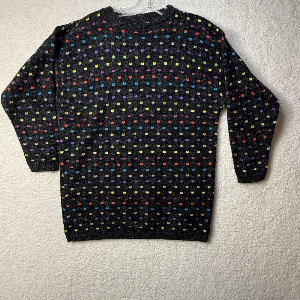 Vintage 80’s Sheridan Square Knit  Acrylic Sweater Large  Abstract  Rainbow